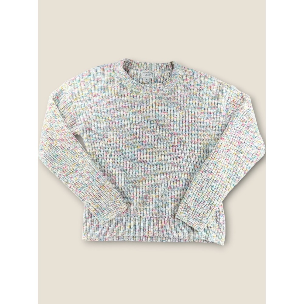 J.Crew Womens Confetti Chenille Crewneck Sweater Multi Color Knit Size M